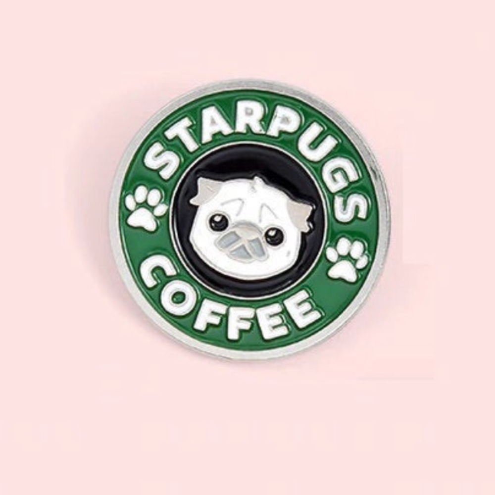 🎉 New Starpugs Coffee Enamel Brooch Pin - Picture 5 of 7